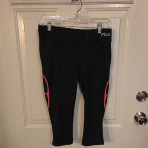 Fila Black Leggings with Pink Highlights Size Small